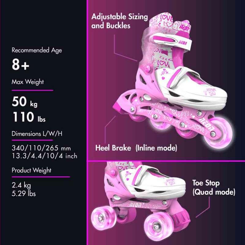 NEON COMBO ROLERI 30-33 ROZI 