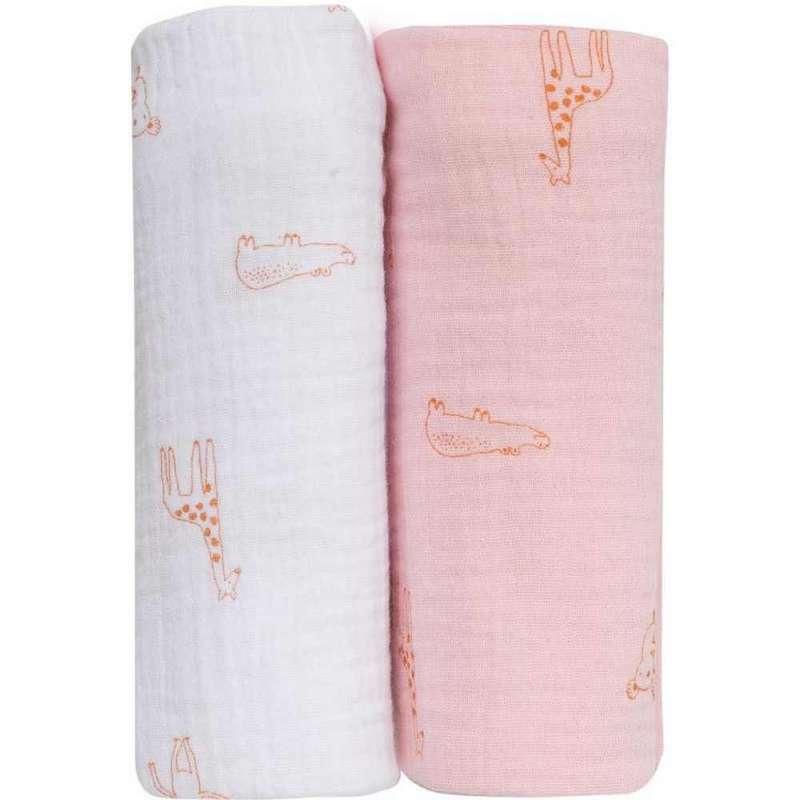 BUBABA TETRA PELENE MUSLIN ORGANIC 2 KOM ROZE I BIJELE
