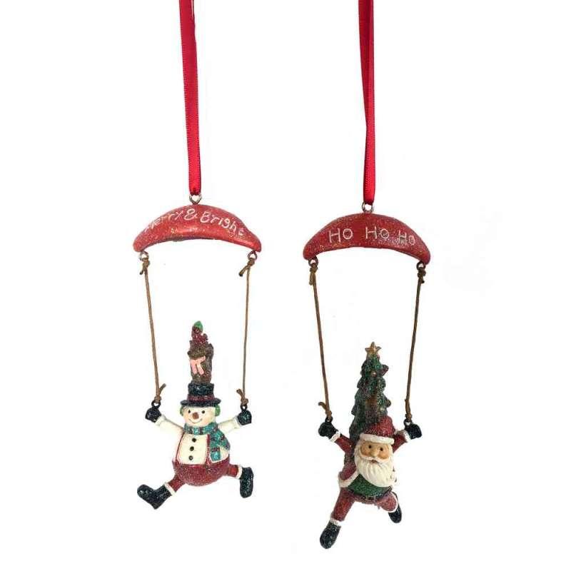 NOVOGODISNJI UKRAS PADOBRAN I DEDA MRAZ 11cm 