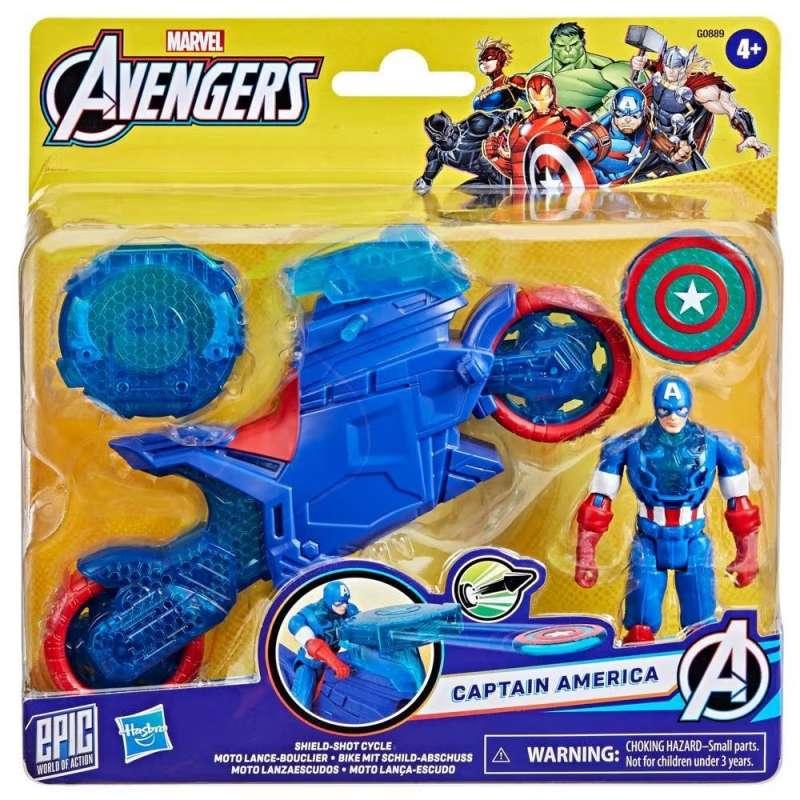 G0889 AVENGERS 4IN CAP SHIELD SHOT CYCLE FIGURE 