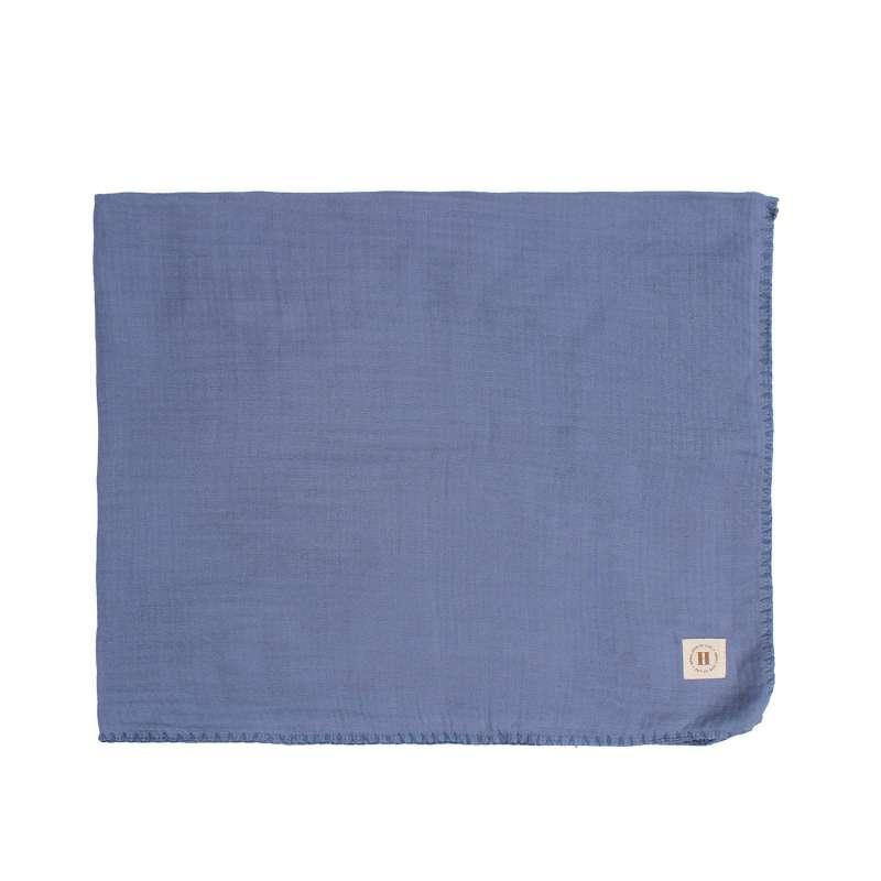HYGGE PREKRIVAC OD MUSLINA, DVOSLOJAN, INDIGO BLUE, 100X80CM 