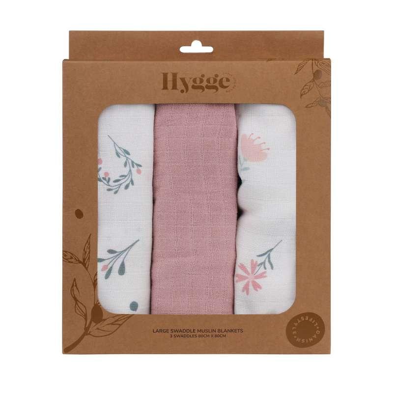 HYGGE TETRA PELENA OD MUSLINA DUSTY ROSE 3 KOM 80X80CM 