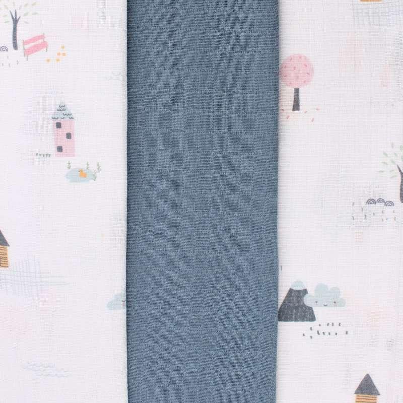 HYGGE TETRA PELENA OD MUSLINA INDIGO BLUE 3 KOM 80X80CM 