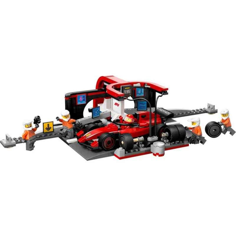 LEGO CITY F1 PIT STOP  AND  PIT CREW WITH FERRARI CAR 