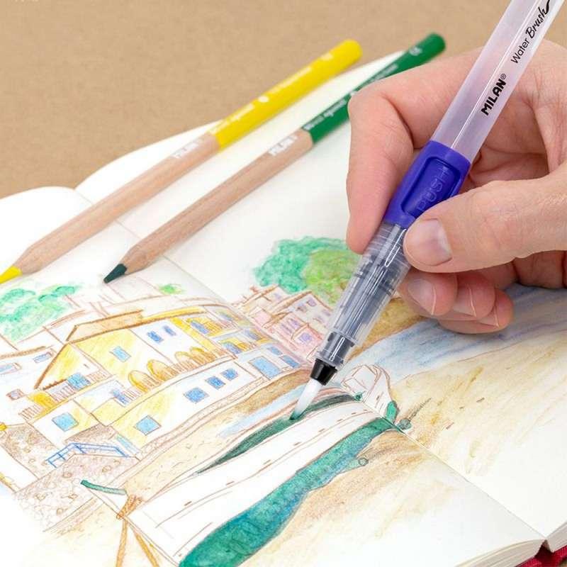 MILAN SET AKVAREL DRVENE BOJICE I CETKICA BLISTER