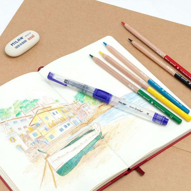 MILAN SET AKVAREL DRVENE BOJICE I CETKICA BLISTER