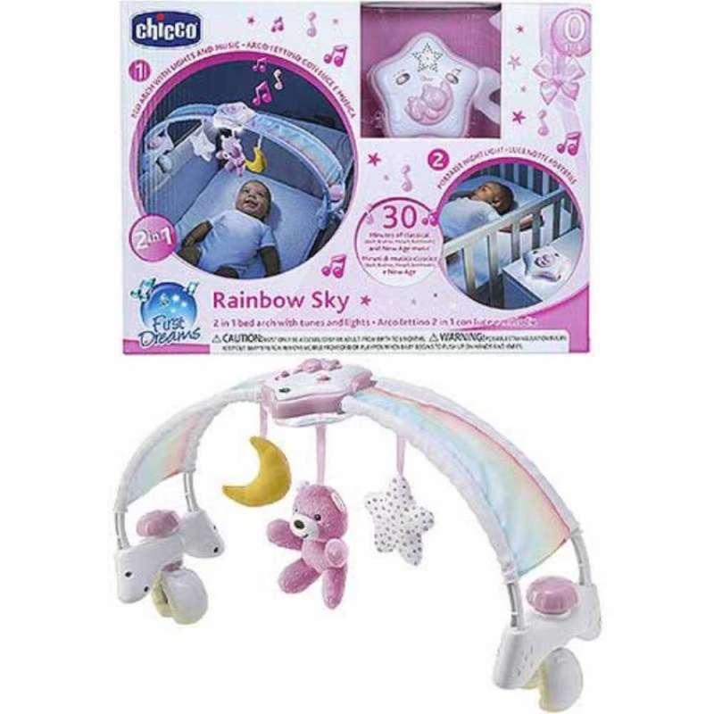 CHICCO GLAZBENI LUK I PROJEKTOR ZA KREVETAC RAINBOW SKY, ROZE
