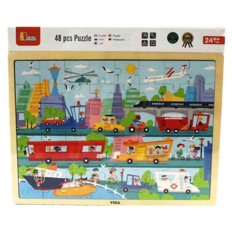 DRVENE PUZZLE PRIJEVOZNA VOZILA-48 KOM 