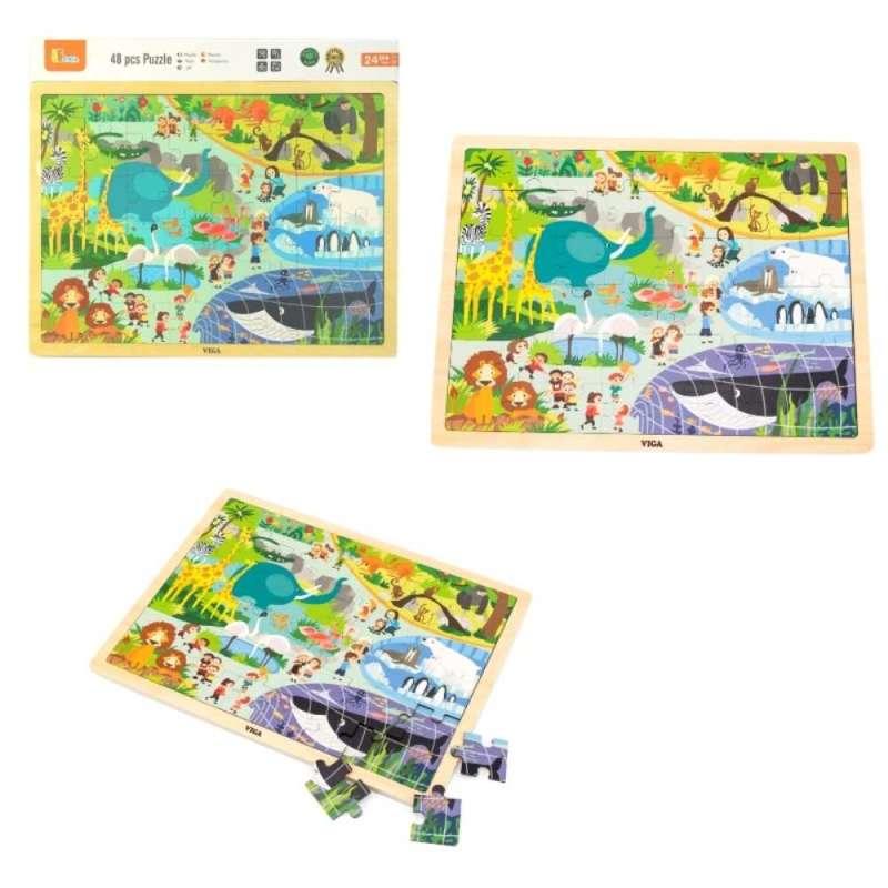 DRVENE PUZZLE ZOO- 48 KOM