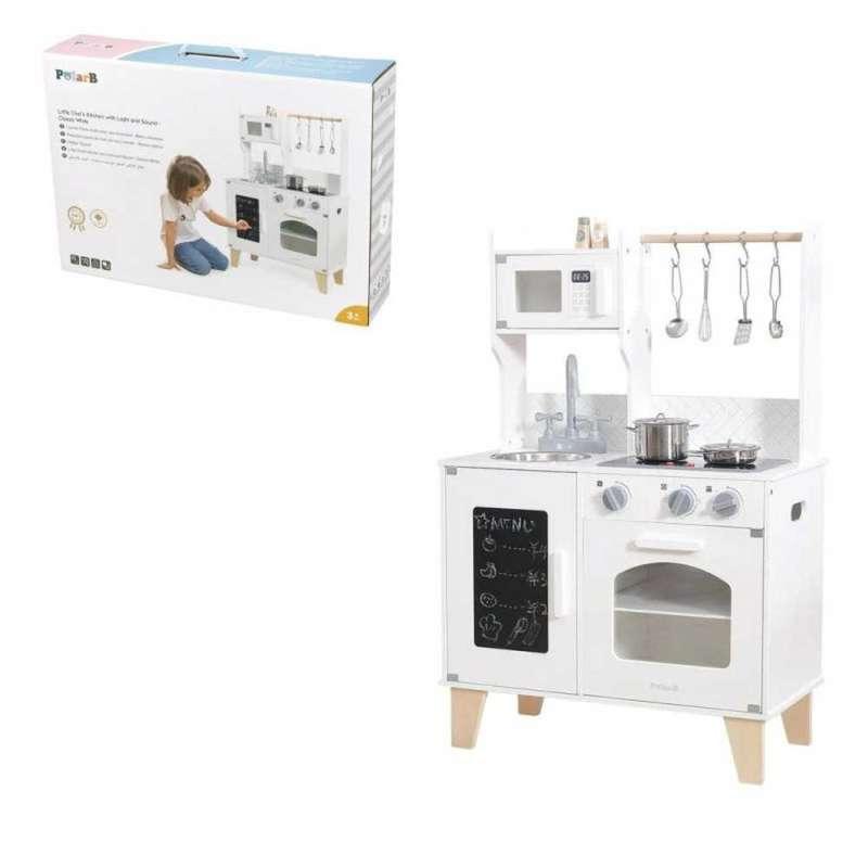 44081 BIJELA DRVENA KUHINJA MALOG SEFA SA ZVUKOM I SVIJETLOM 