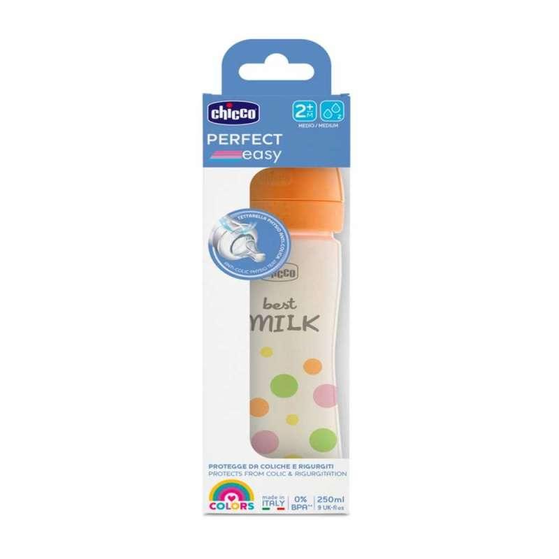 CHICCO PLASTICNA BOCICA PERFECT EASY SREDNJI PROTOK,2M+,250 ML,ZUTA 