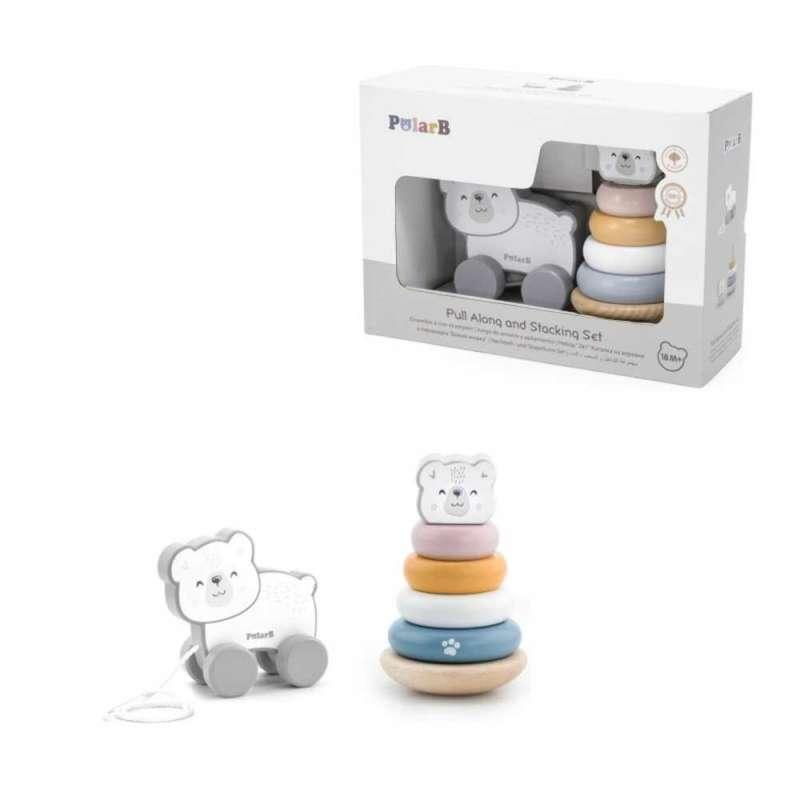 44227 DRVENA SLAGALICA I IGRACKA NA POVLACENJE POLARNI MEDO 