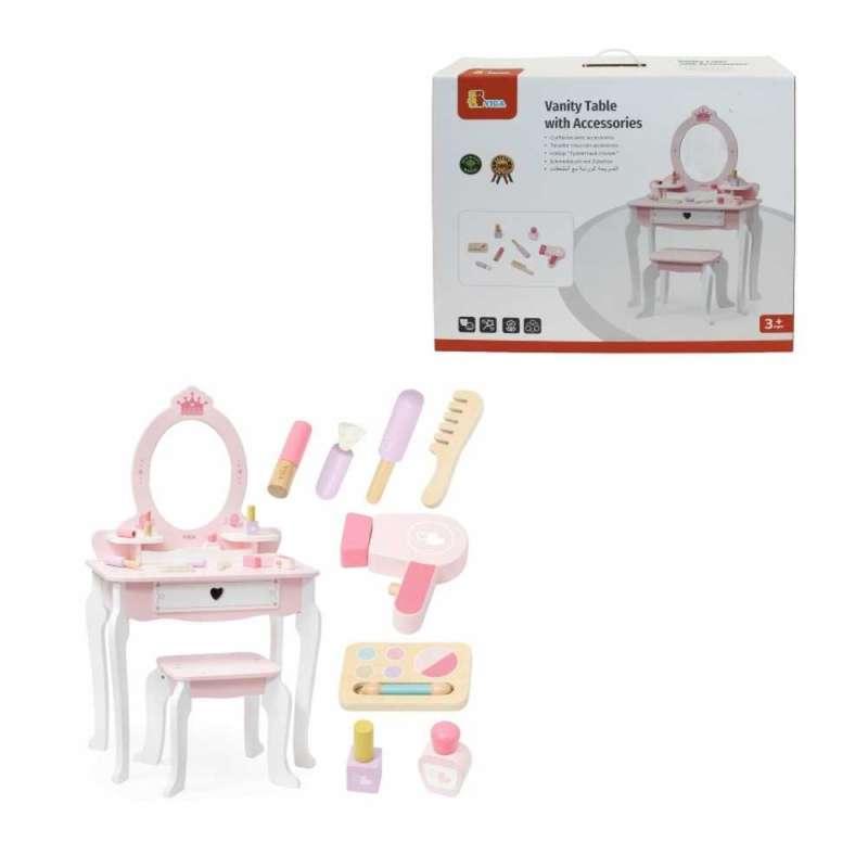 44782 DRVENI TOALETNI STOLIŹ SA PRIBOROM 