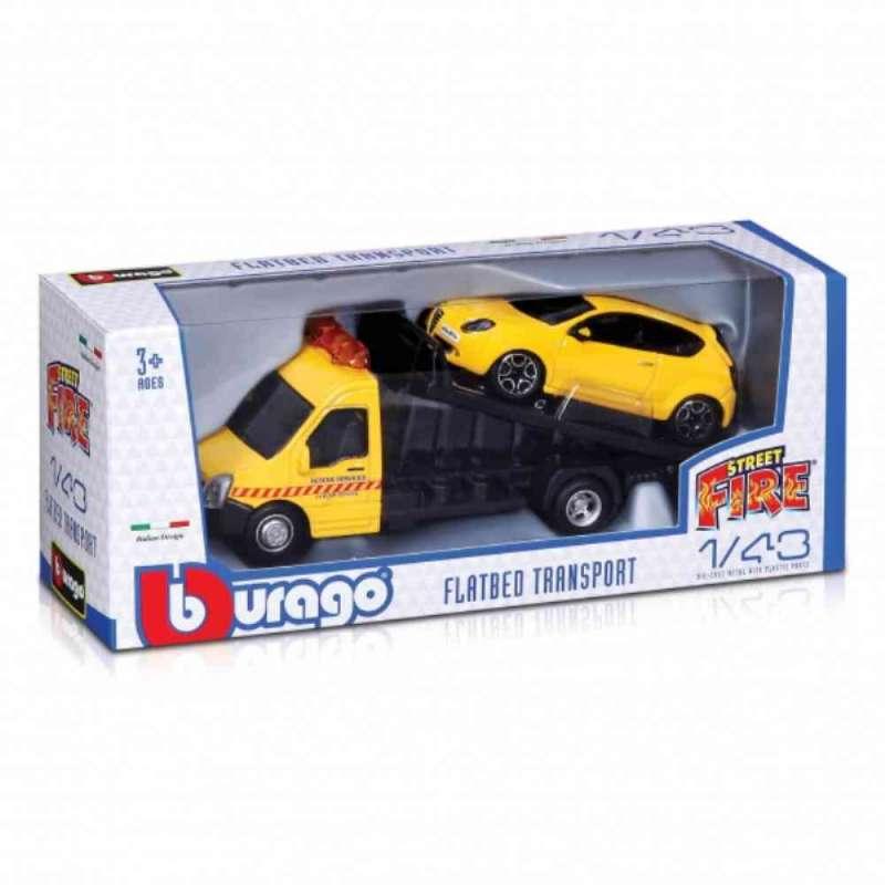 BURAGO 1:43 STREET FIRE FLATBED TRANSPORT