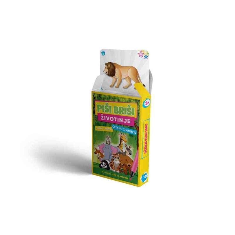 EDUKATIVNE KARTE PISI-BRISI ZIVOTINJE+MARKER