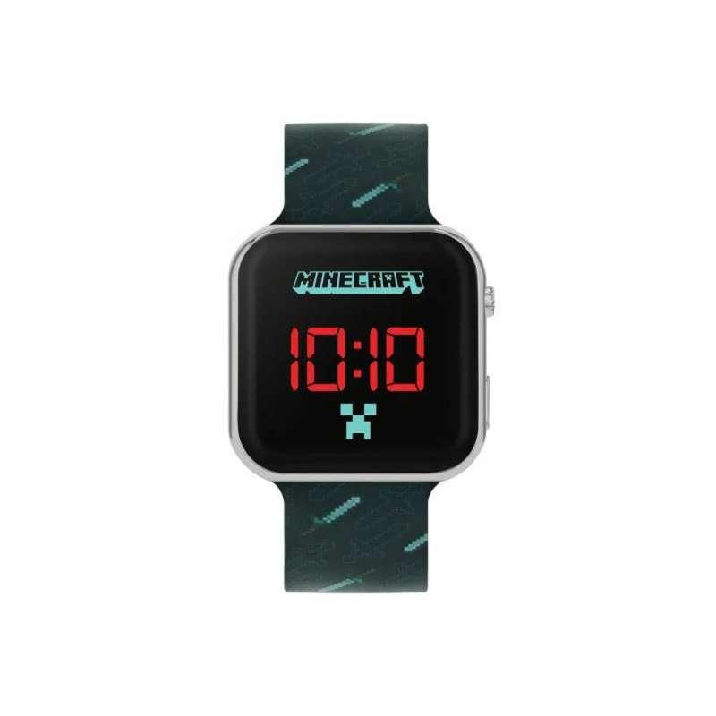 MINECRAFT BLACK PRINTED STRAP LED WATCH 