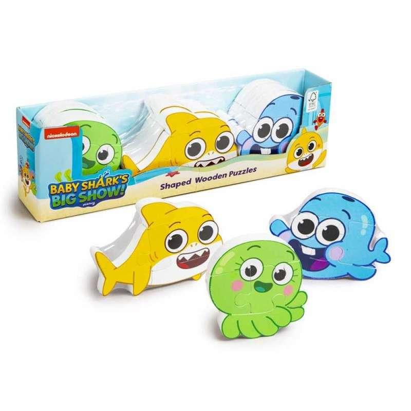 BABY SHARK OBLIKOVANE DRVENE SLAGALICE - 3 ASSORTED 