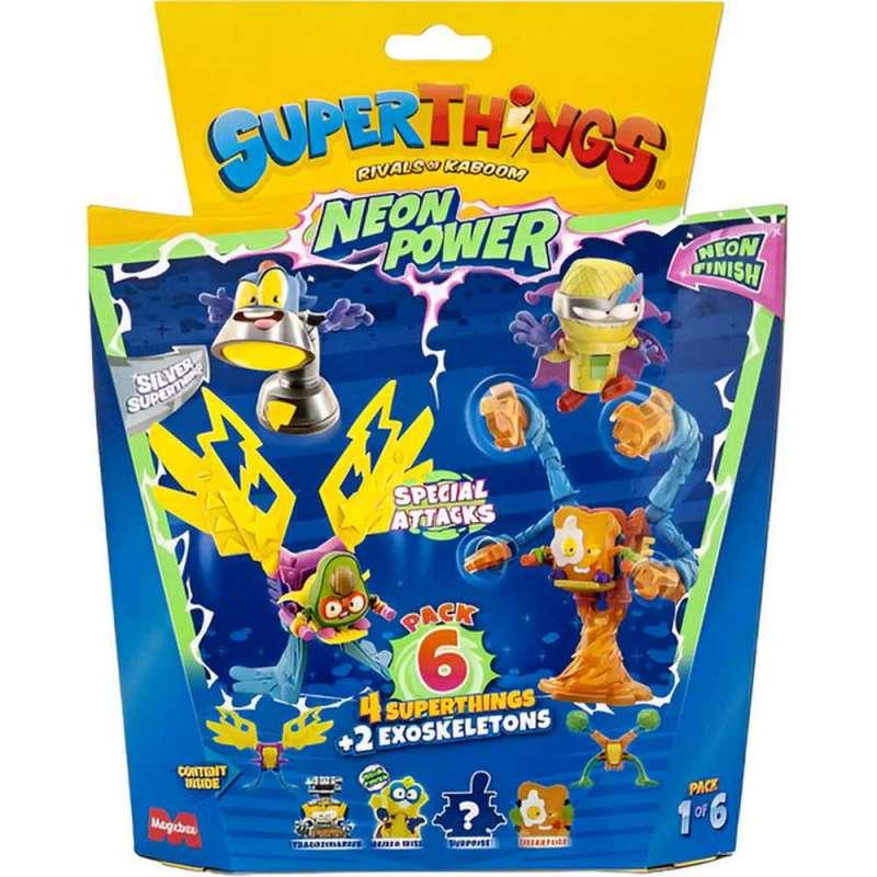 SUPERTHINGS NEON POWER - PACK 6 ( 4 SUPERTHINGS & 2 EXOSKELETONS) 