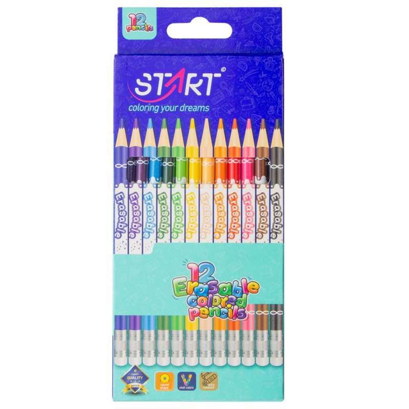 DRVENE BOJICE 12KOM  SA GUMICOM START ZA NASTAVNE SVRHE 