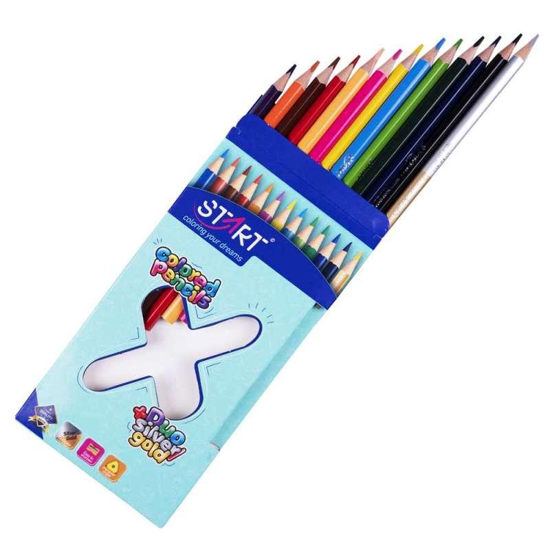 STR05533 START DRVENE BOJICE 12KOM I DUO ZLATNA/SREBRNA TRIANGULAR 