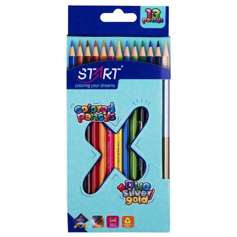 STR05533 START DRVENE BOJICE 12KOM I DUO ZLATNA/SREBRNA TRIANGULAR 