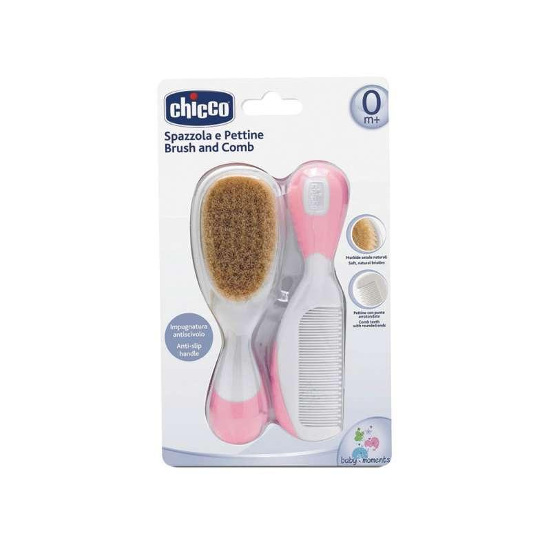 CHICCO SET CESALJ I CETKA OD PRIRODNE DLAKE ROZE