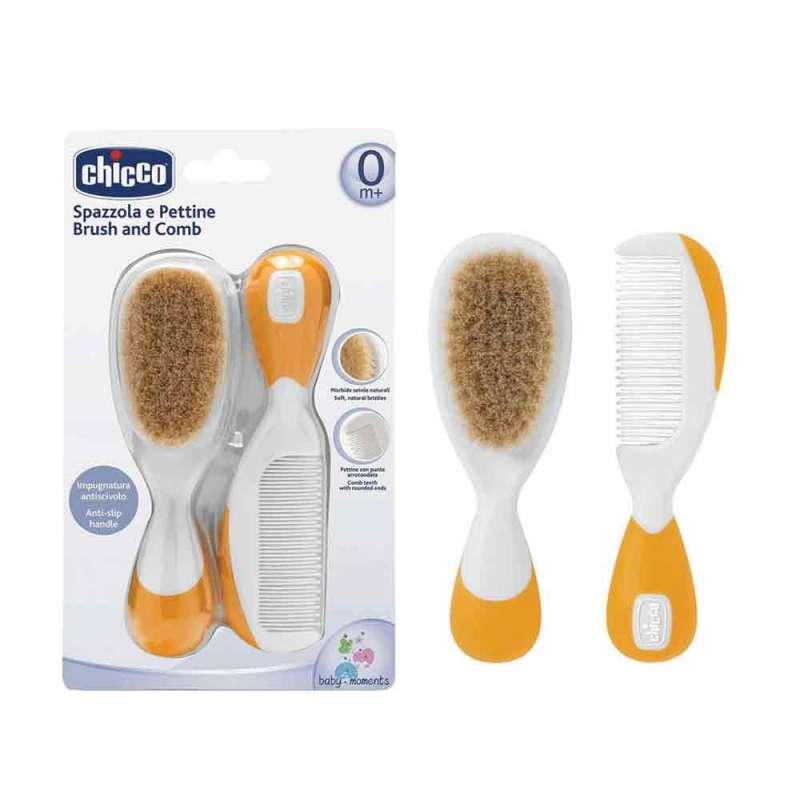 CHICCO SET CESALJ I CETKA OD PRIRODNE DLAKE NARANDZASTI